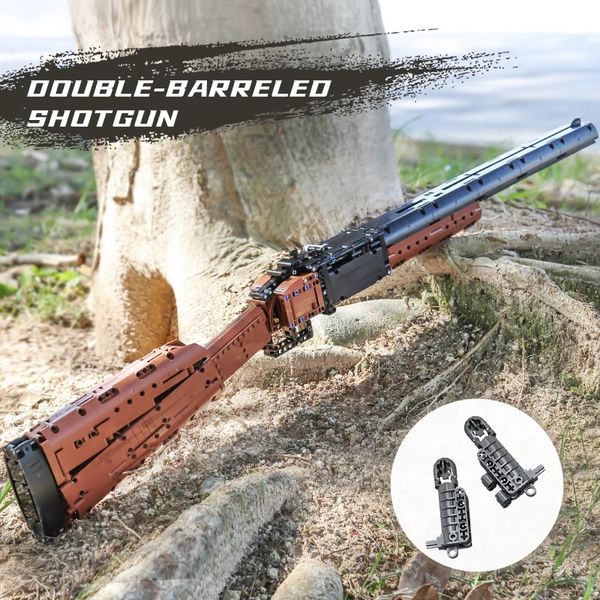 

the double-barreled sgun building blocks military series weapons model shooting game props with bullet guns assemble bricks christmas gifts