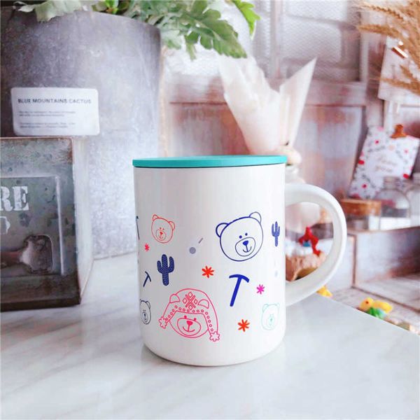 

starbucks thermos mug tumbler latin bear style stainless steel handle with lid coffee cup
