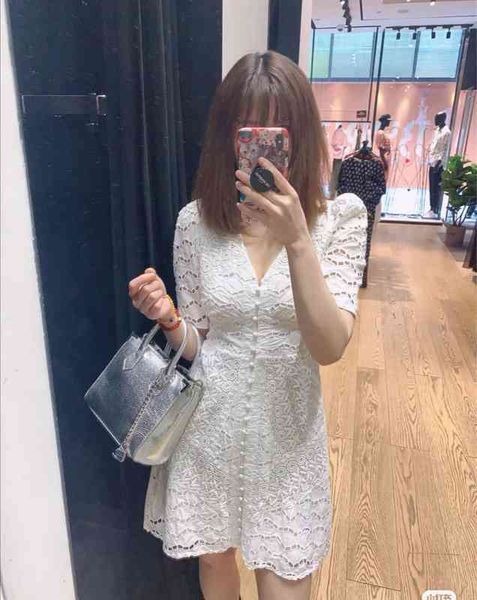 

casual dresses french elegant t k dress spring and summer hollow lace temperament high waist female, Black;gray