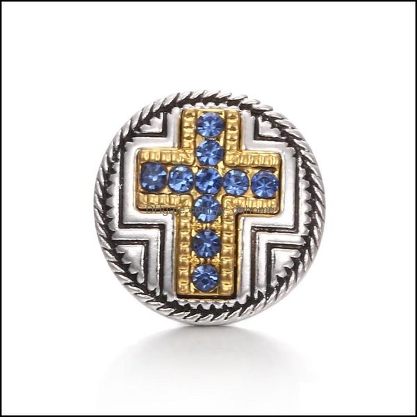 

components snap button jewelry component rhinestone cross 18mm metal snaps buttons fit bracelet bangle noosa a0237 drop delivery 2021 dhmo7, Blue;slivery