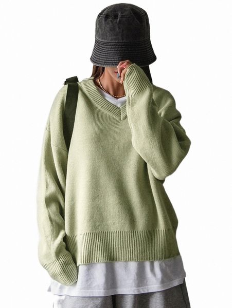

ladies sweater v neck drop shoulder casual loose sweater z1uw#, White;black