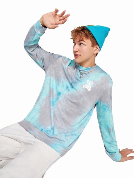 

men's hoodies & sweatshirts men cartoon graphic tie dye sweatshirt 913f#, Black