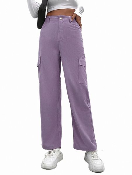 

women's pants & capris high waist flap pocket side cargo pants k4pk#, Black;white