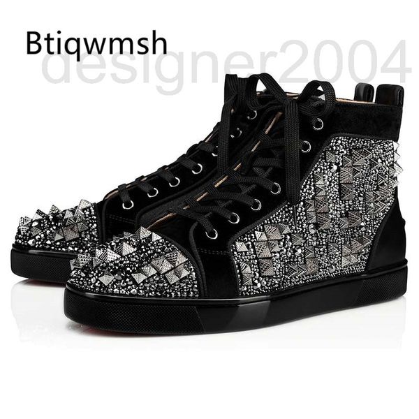 

dress shoes designer 2019 rhinestone studded sneakers men toe round rivet lace flat shoes fashion moccasins iwhw, Black