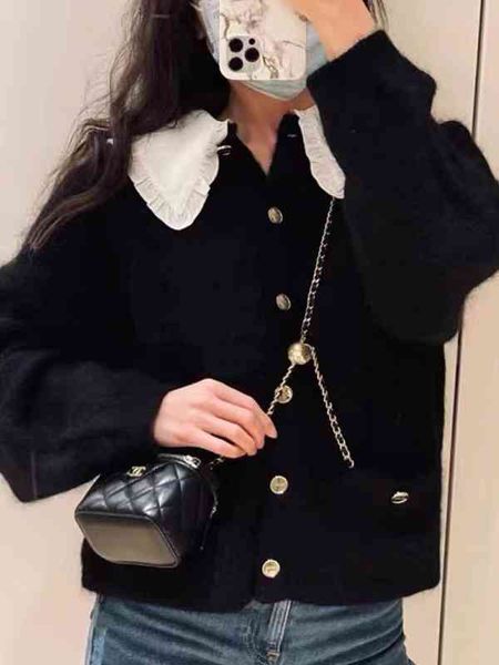 

women's sweaters fadan autumn winter needle detachable baby collar mohair knitted cardigan jacket for women, White;black