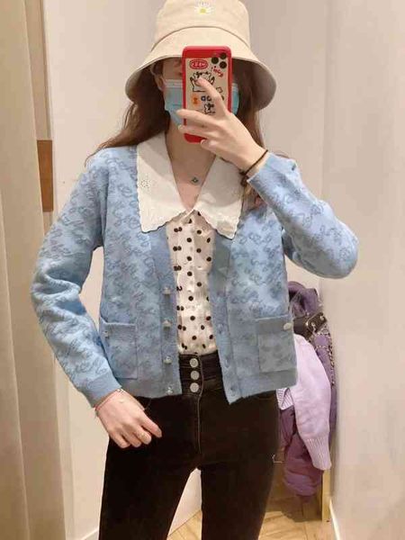 

women's sweaters fadan  family style spring summer small fragrant letter jacquard v-neck knitted cardigan coat, White;black