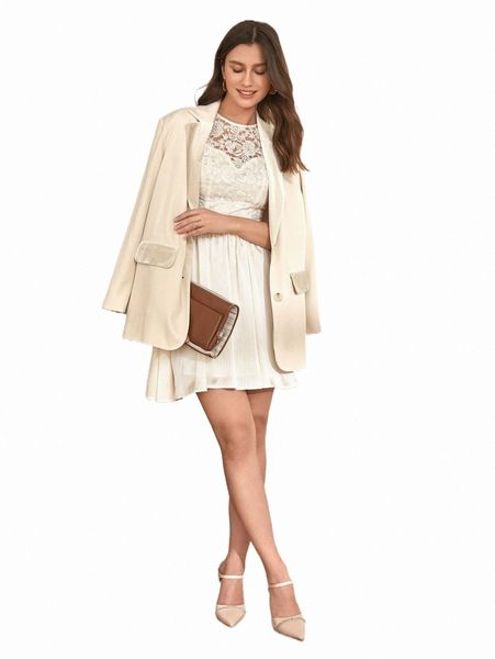 

casual dresses frenchy solid contrast lace cut out dress 55tm#, Black;gray