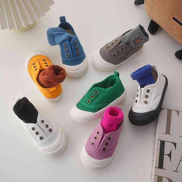 

sneakers boy shoes 2022 summer new breathable canvas solid color soft bottom small white girls' fashion toddler board l220827, Black;red