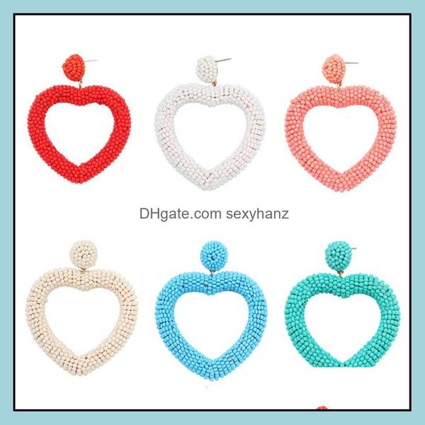 

charm european and american earrings jewelry handmade love rice beads winding heart shaped wild bridesmaid wedding drop delivery 2021 dhh5c, Golden