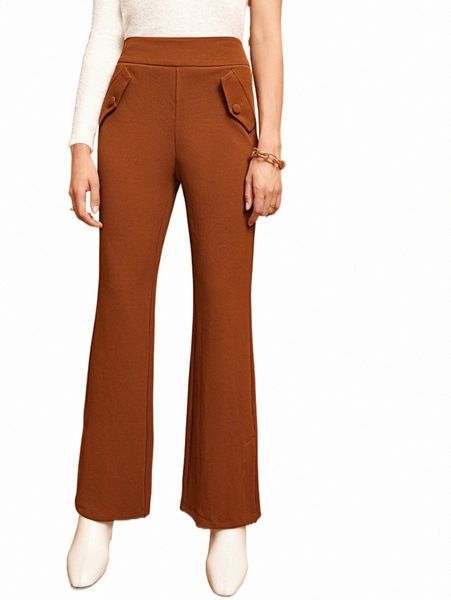 

women's pants & capris high waist flap detail flare leg pants s5se#, Black;white