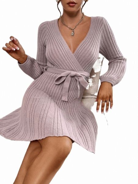 

women's sweaters ribbed knit belted sweater dress u1v7#, White;black