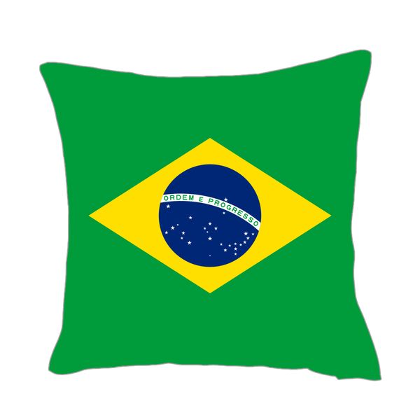 

brazil flag throwpillow cover factory supply good price polyester satin pillow cover