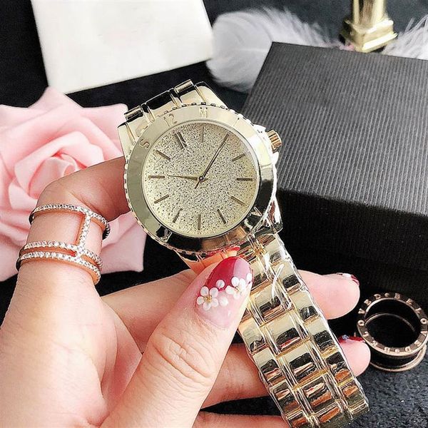 

brand quartz wrist watches for women girl crystal style metal steel band watch m113281j, Slivery;brown