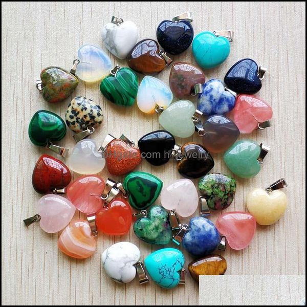 

charms 16mm assorted heart natural stone charms pendants for necklace accessories jewelry making drop delivery 2021 findi dhseller2010 dhqlg, Bronze;silver