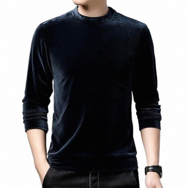 

men's t-shirts autum winter men o-neck designer fashion solid velvet brand clothing casual 2021 o81l#, White;black