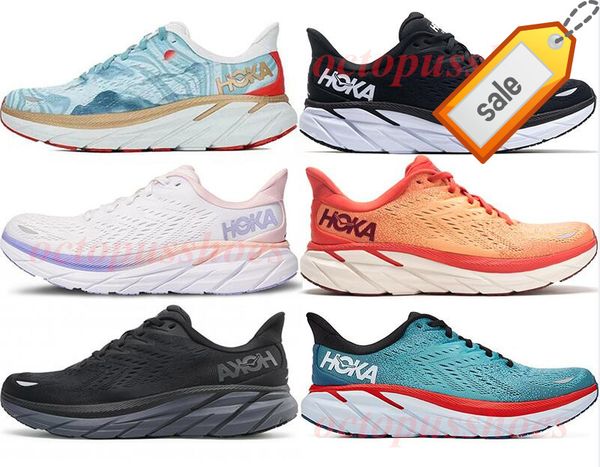

sell sandals marathon shoes woman men athletic hoka one clifton 8 runner shoe training sneakers accepted shock absorption road jogging mens, Black
