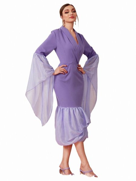 

casual dresses exaggerated flounce sleeve ruffle hem dress 52kh#, Black;gray