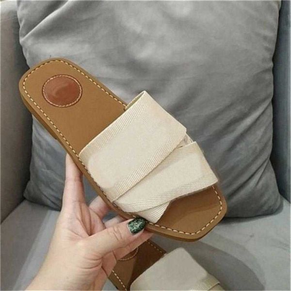 

2y21 women slippers embroidered cotton platform flip flop letter canvas flat mules lady designer sandals summer stylist shoes prin284l, Black