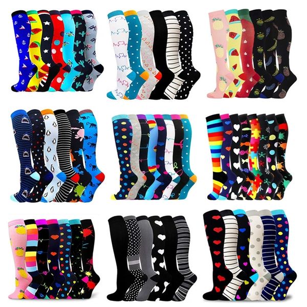 

mens socks 67 pairs compression women men knee high sports for running marathon cycling edema diabetes varicose veins 220826, Black