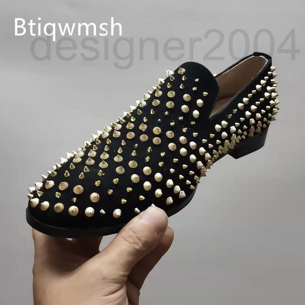 

dress shoes designer spike studded shoes man toe pointed rivet black suede flat for men slip on party 8a0f