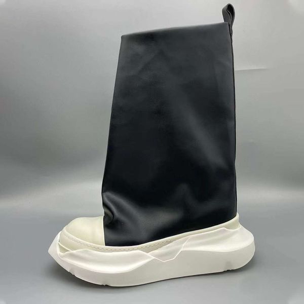 

thick sole men boots genuine leather man half boots dark black fashion party shoes for male big size footwear