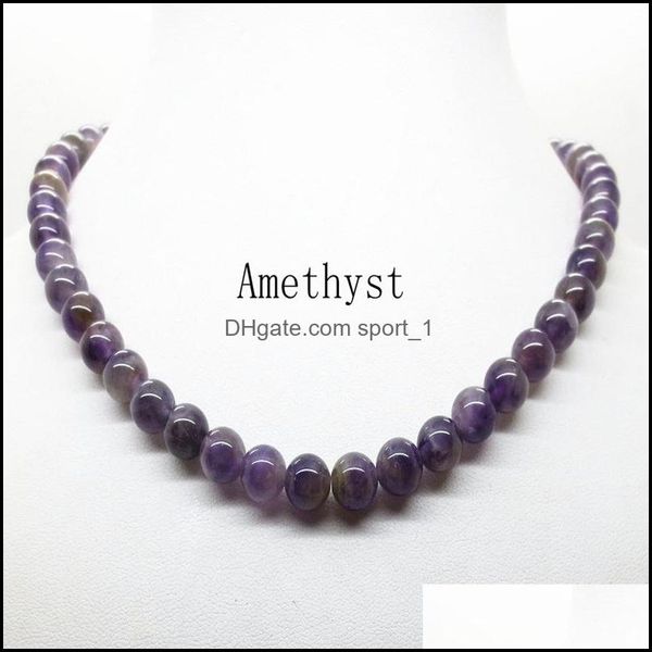 

beaded necklaces natural stone necklace round beads agate crystal semi precious pendant jewelry for women menfashion christmas drop dhtpu, Silver