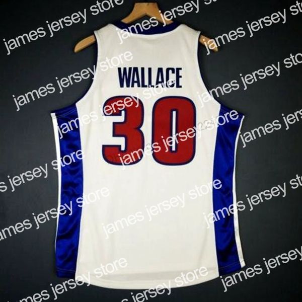 

basketball jerseys custom retro #30 rasheed wallace mitchell finals college basketball jersey men all stitched white any size 2xs-4xl 5xl na, Black;red