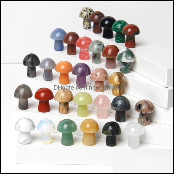 

stone polished natural stone carved crystal mini mushroom healing reiki mineral statue ornament home decor gift mix colors newdhdhhzn, Black