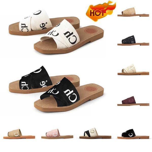 

designer women woody slides foam runner canvas slippers black soft pink womens mules flat sandals fashion outdoor beach shoes 36-42