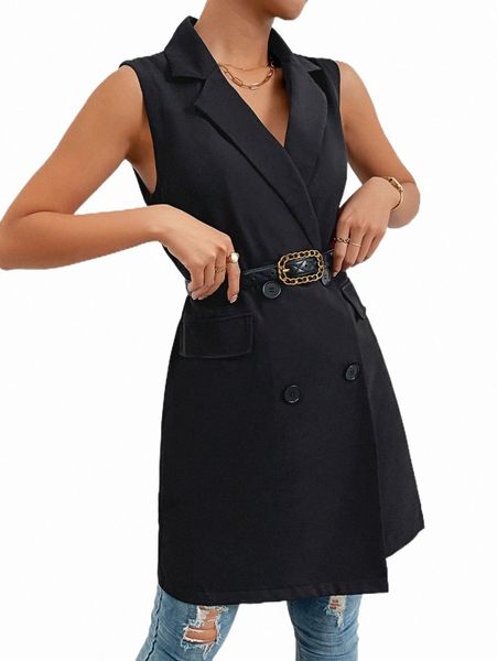 

women's two piece pants double breasted waistcoat without belt x4wf#, White