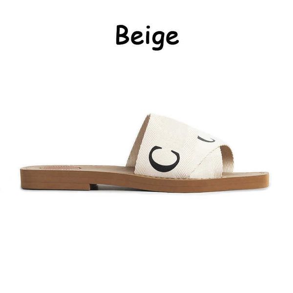 

2022 slippers designer women woody flat mules sandals slides sail canvas white black womens fashion beach slipper shoes288m