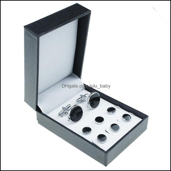 

cuff links mens cufflinks and studs set tie clasp 8pcs in gift box shirts classic match for business wedding formal suit imitation rh dhodv, Silver