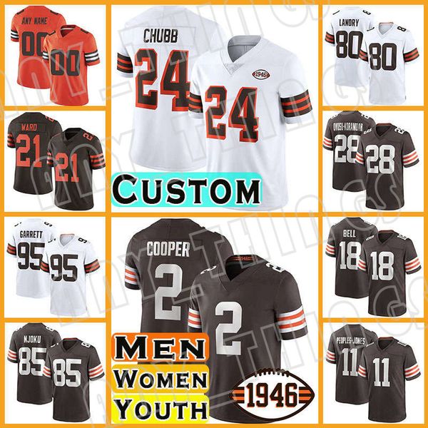 

nick chubb amari cooper deshaun watson football jersey myles garrett jeremiah owusu-koramoah cleveland browns donovan peoples-jones denzel w, Black;red