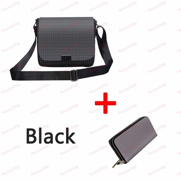 

2pcs new designer wallets bag slant straddle black grid briefcase hand bag lattice fashionable luxury high classical clutch purse