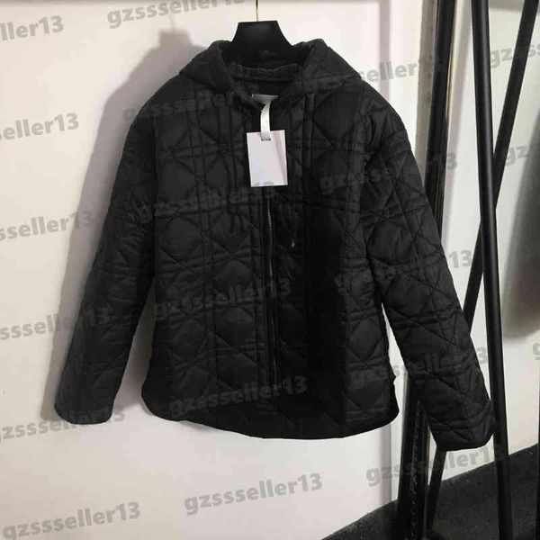 

puffer coat designer down jackets woman clothing fashion brand little bee embroidered plaid wide padded jacket luxury winter coats, Black