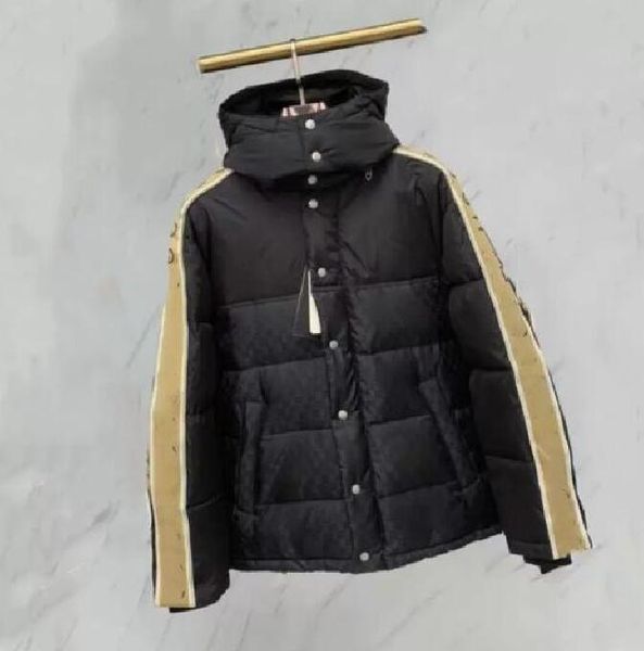 

2023 winter fashion men's women's down cotton jackets couple denim clothes italian brands casual down parkas coats size 4xxx, Black
