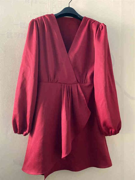 

casual dresses french single dress autumn and winter women's v-neck ruffle small annual meeting bright color waist short skirt women, Black;gray