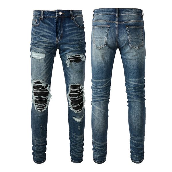 

2018 designer mens jeans hip-hop fashion zipper hole wash jean pants retro torn fold stitching men design motorcycle riding cool slim pant p, Blue