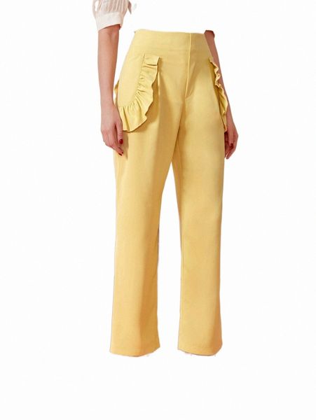 

women's pants & capris ruffle trim wide leg pants b2bf#, Black;white