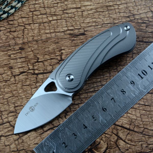 

mini pocket folding knife m390 blade ceramic ball bearing washer titanium handle edc gift daily utility twosun ts68