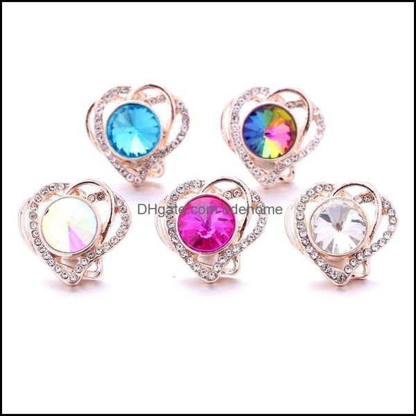 

clasps hooks colorf rhinestone fastener heart 18mm snap button clasp gold metal charms for snaps lover jewelry findings suppliers sna dh8zp