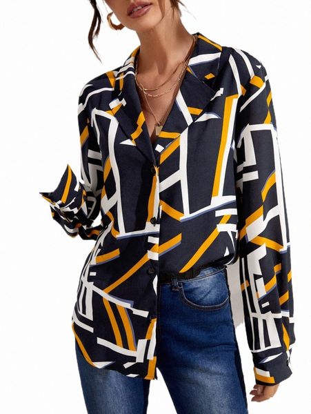 

women's blouses & shirts geo print button front shirt o0cu#, White
