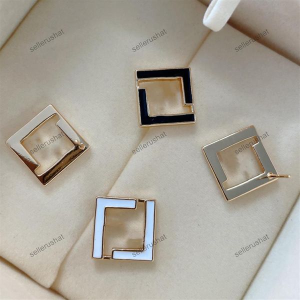 

designer jewelry stud earrings double f black white letter earring women luxury jewelrys decoration party wedding319t, Golden;silver