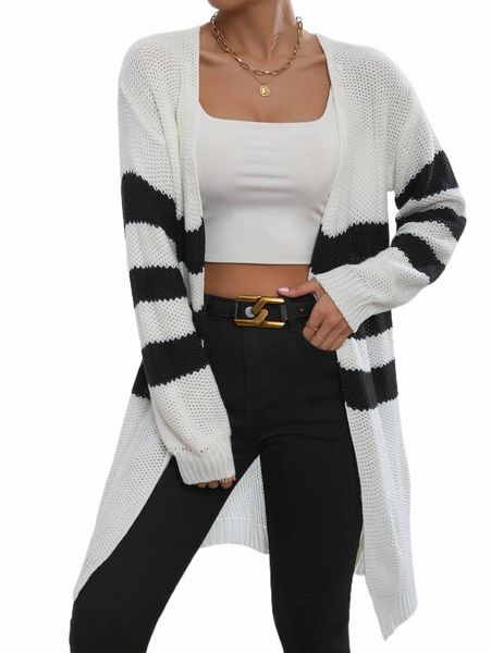 

women's sweaters color block drop shoulder duster cardigan d9yj#, White;black