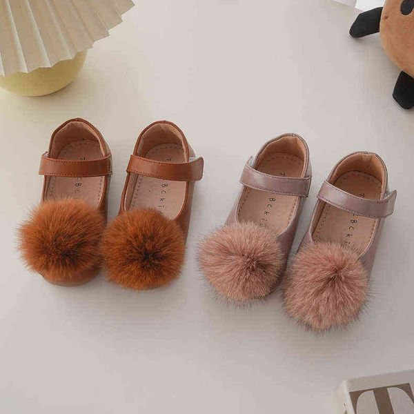 

sneakers girls flats shoes fashion princess mary jane baby kid ball pom casual ballet footwear children school dress l220827, Black;red