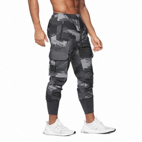 

men's pants 2021 mens canter joggers casual fitness sportswear camouflage skinny sweatpants trousers fashion gyms jogger track 53f0#, Black