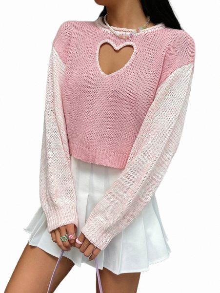 

women's sweaters two tone cut out drop shoulder sweater i8ze#, White;black