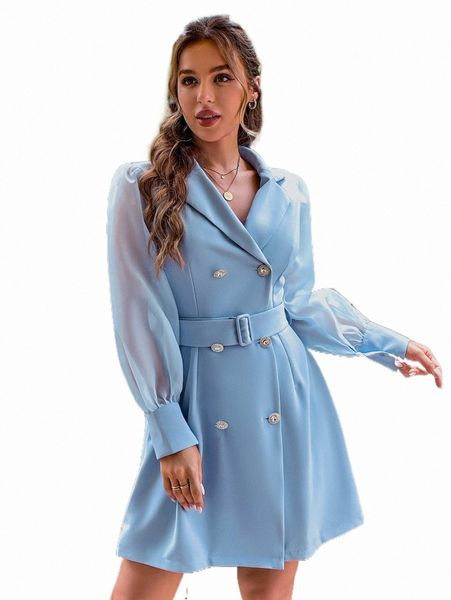 

casual dresses simplee double breasted belted shirt dress p1sw#, Black;gray