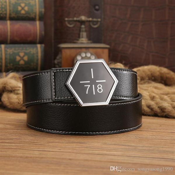 

new fashion men cowhide pp belt belt for men and women men alloy buckle q belt234s, Black;brown