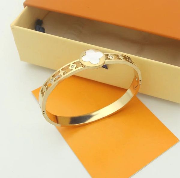 

fashion style lady women bangle titanium steel engraved initials flower single rivet nanogram bangle bracelets, Black